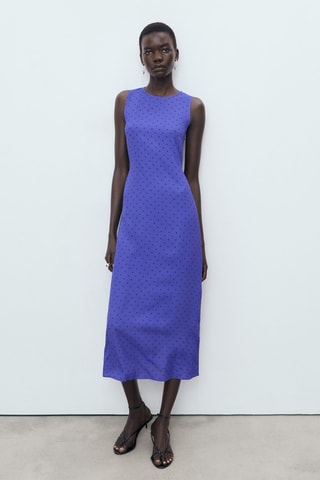 Robe à pois et nœud - Bleu