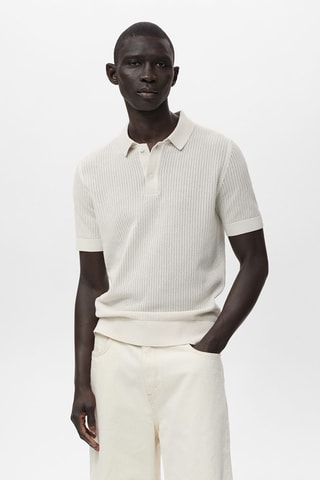 Polo maille ajourée coton - Blanc