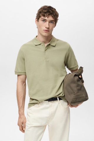 Polo regular-fit piqué coton - Kaki