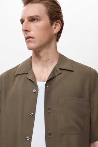 Chemise regular-fit Lyocell - Marron