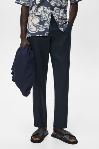 Pantalon 100 % lin slim fit - Bleu marine