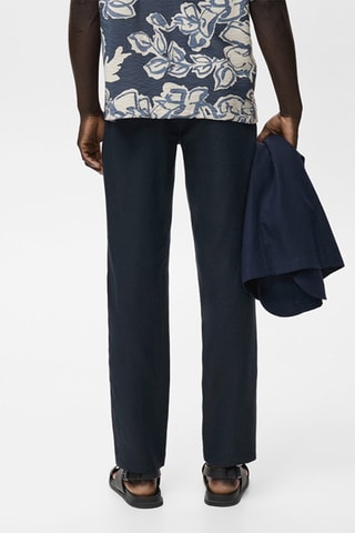 Pantalon 100 % lin slim fit - Bleu marine