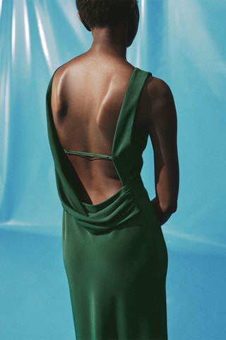 Robe midi dos nu - Vert