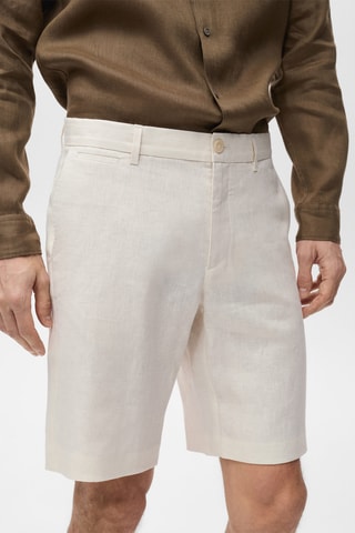 Bermuda slim-fit 100 % lin - Blanc