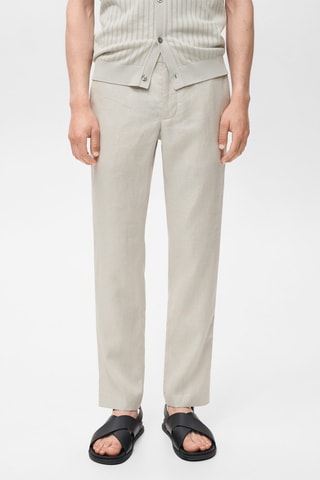 Pantalon 100 % lin slim fit - Beige