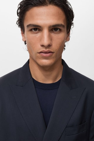 Veste costume croisée 100 % laine froide - Bleu