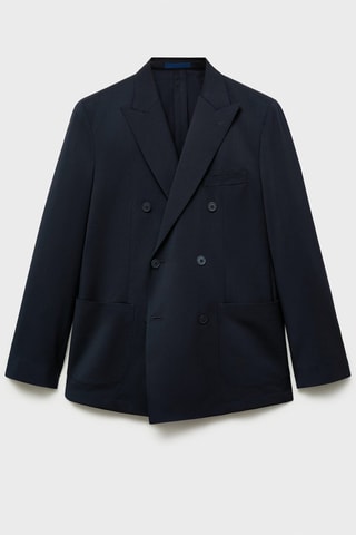 Veste costume croisée 100 % laine froide - Bleu