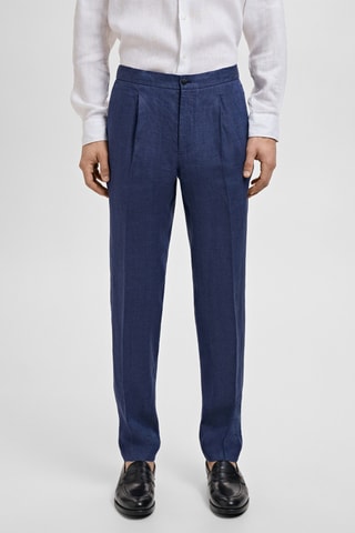 Pantalon costume Salerno 100 % lin slim fit - Bleu