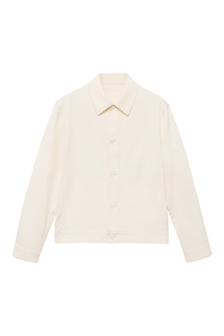 Veste droite en coton à boutons - Écru