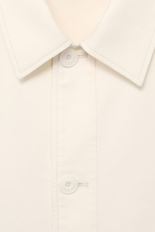 Veste droite en coton à boutons - Écru
