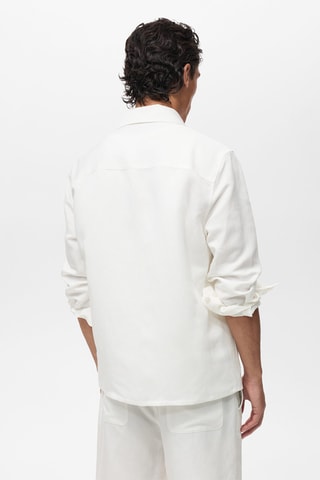 Surchemise lin mélangé poches - Blanc