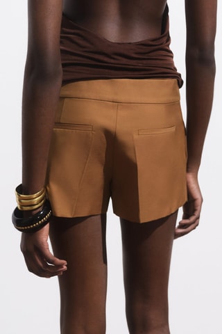 Mini jupe short à plis plats - Marron