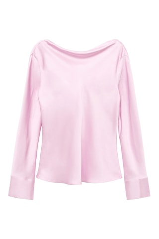 Blouse satinée dos drapé - Rose clair