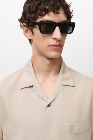 Chemise lyocell à poche - Beige