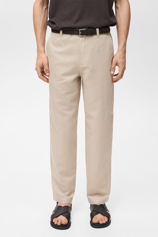 Pantalon lin regular-fit - Beige