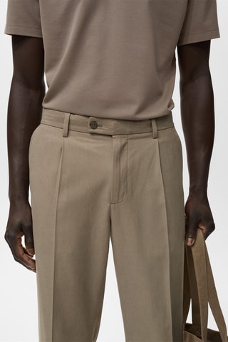 Pantalon coton tapered crop - Marron