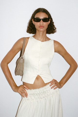 Gilet nœud au dos - Beige