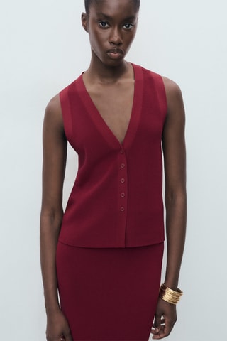 Gilet maille fine - Bordeaux