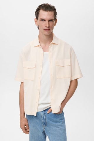 Chemise regular fit coton poche - Écru