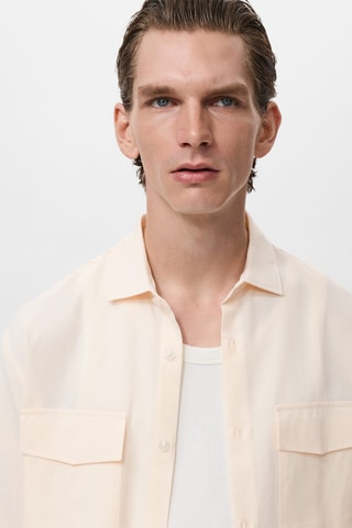 Chemise regular fit coton poche - Écru