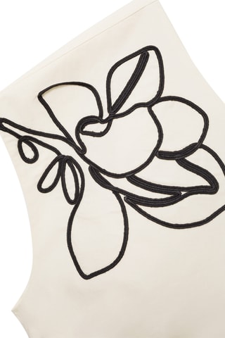 Top asymétrique brodé fleurs - Blanc