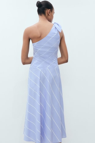 Robe rayures asymétrique nœud - Bleu