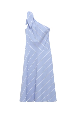 Robe rayures asymétrique nœud - Bleu