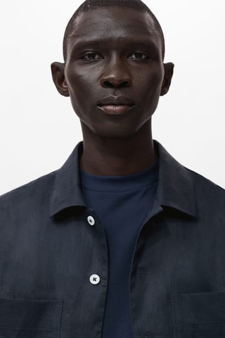 Surchemise 100 % lin légère - Bleu marine