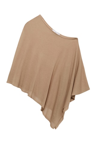 Cape en maille asymétrique - Marron