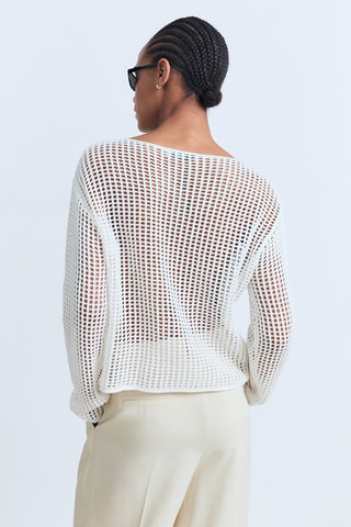 Pull crochet manches longues - Blanc