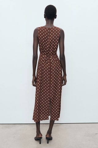 Robe à pois et nœud - Marron