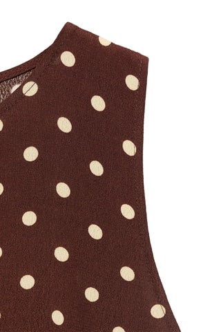 Robe à pois et nœud - Marron