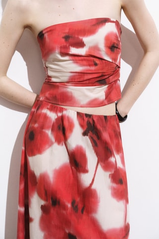 Top bandeau imprimé à fleurs - Écru