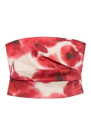 Top bandeau imprimé à fleurs - Écru