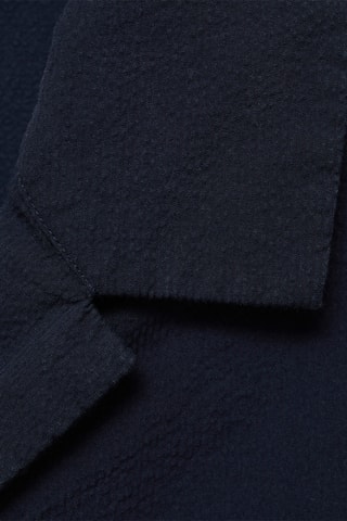 Chemise texturée col bowling - Bleu marine