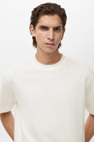T-shirt coton texturé - Blanc