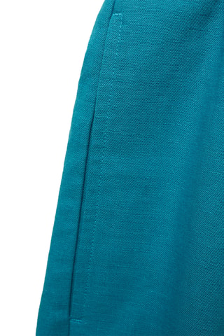 Bermuda lin mélangé cordon - Turquoise