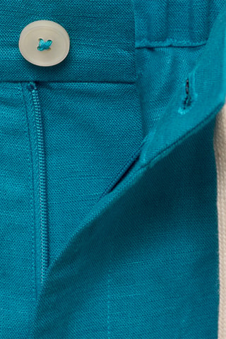Bermuda lin mélangé cordon - Turquoise