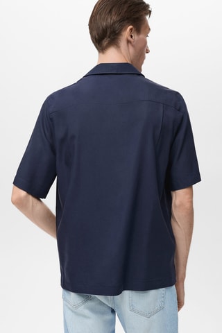Chemise lyocell à poche - Bleu marine