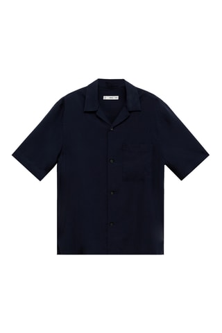 Chemise lyocell à poche - Bleu marine