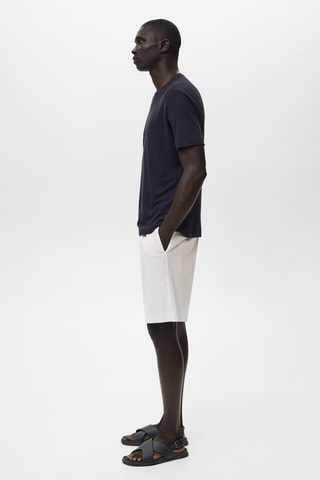 Bermuda slim-fit chino coton - Blanc