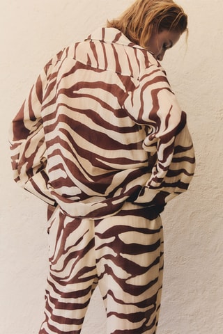 Chemise fluide imprimé zèbre - Écru