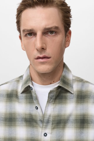 Chemise 100 % coton flanelle carreaux - Vert foncé