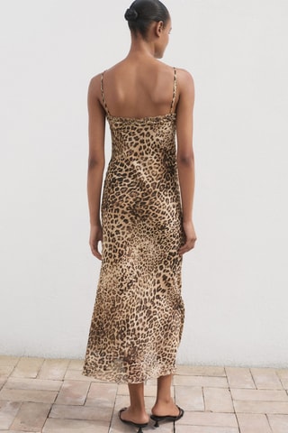 Robe midi léopard - Écru