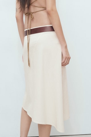 Jupe midi coton asymétrique - Écru
