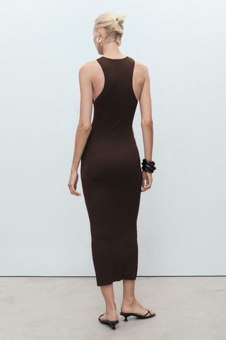 Robe maille emmanchures américaines - Marron