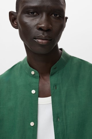 Chemise lin col mao - Vert