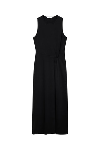 Robe midi en coton froncé - Noir