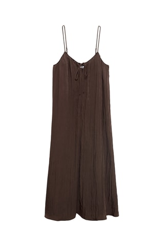 Robe longue effet froissé - Marron