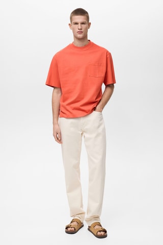 T-shirt 100 % coton boxy-fit avec poche - Orange